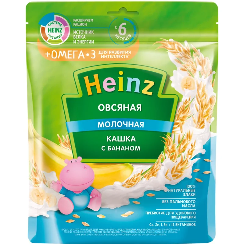 Heinz Վարսակի կաթնային շիլա բանանով և Օմեգա 3-ով, 6 ամսեկան+
