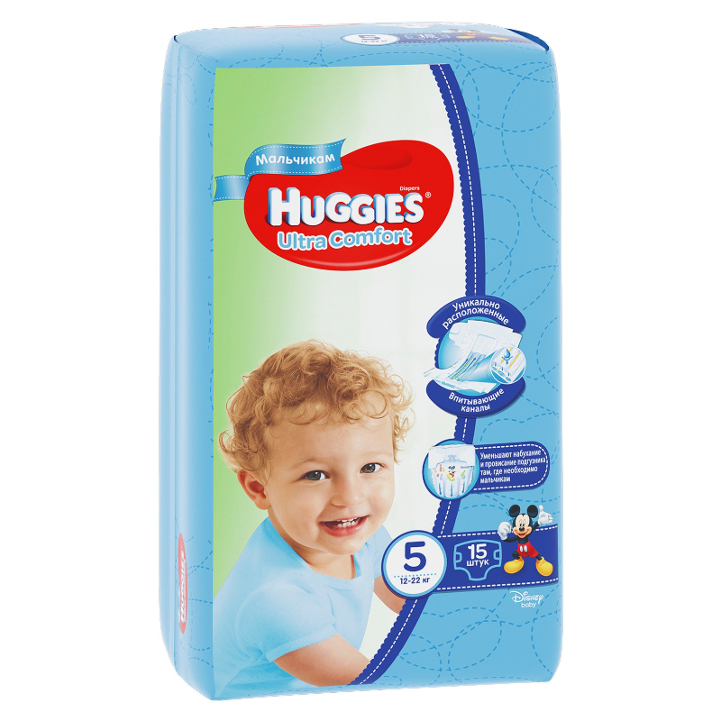 Huggies Ultra Comfort Մանկական տակդիր N 5 տղայի, 15 հատ