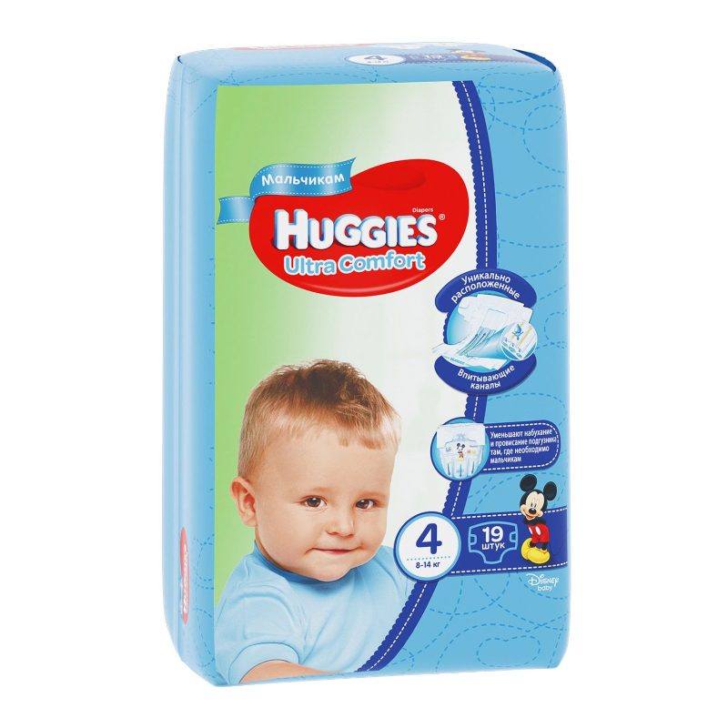 Huggies Ultra Comfort Մանկական տակդիր N 4 տղայի, 19 հատ