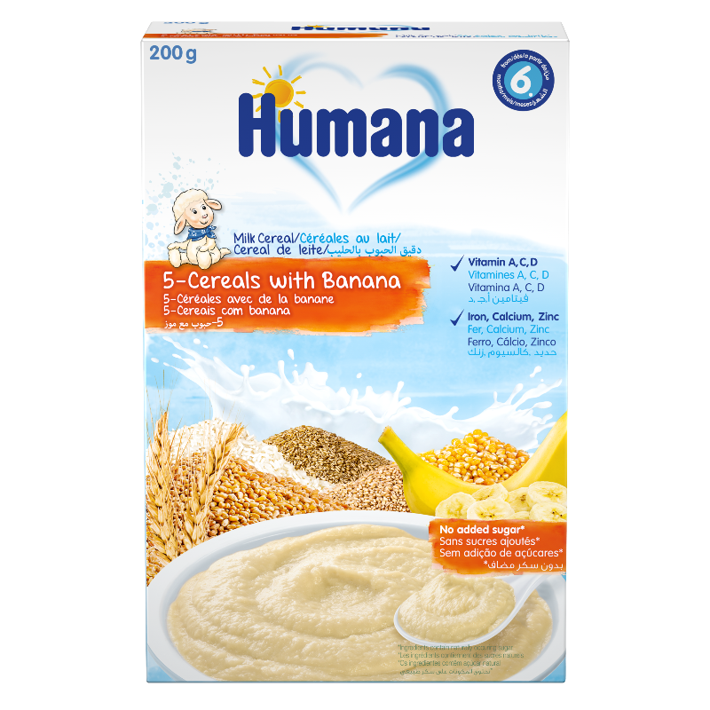 Humana 5 տեսակի հացահատիկներով և բանանով կաթնային շիլա