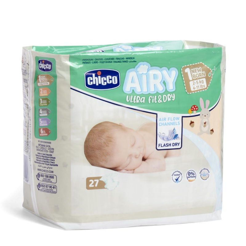Chicco տակդիր Airy Ultra Fit & Dry 21 հատ, չափսը՝ 1