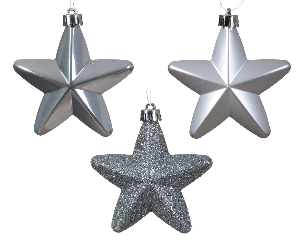 Տոնածառի խաղալիք աստղ, hazy blue, 7.5սմ/Տուփ 6 հատ/