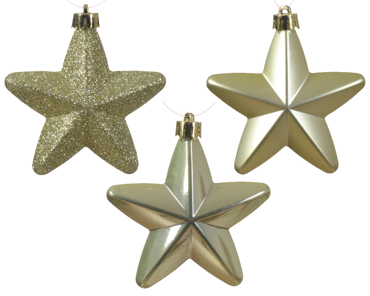 Տոնածառի խաղալիք աստղ, pistachio, 7.5սմ/Տուփ 6 հատ/