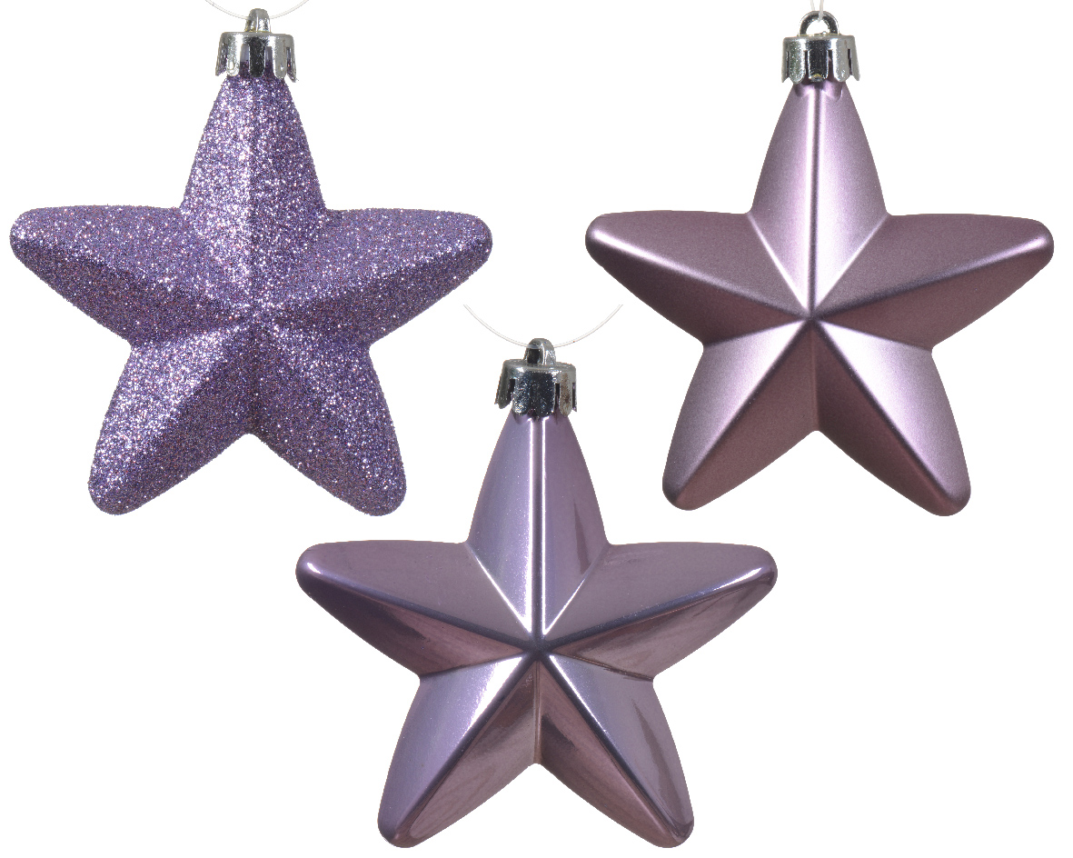 Տոնածառի խաղալիք աստղ, crystal lilac, 7.5սմ/Տուփ 6 հատ/