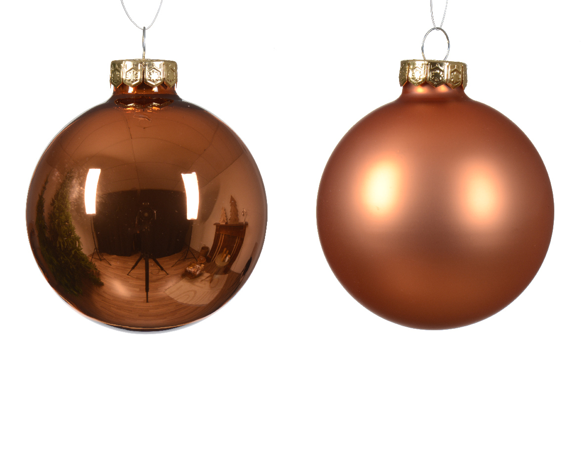 Տոնածառի ապակե խաղալիք, red copper, 70մմ/Տուփ 8 հատ/