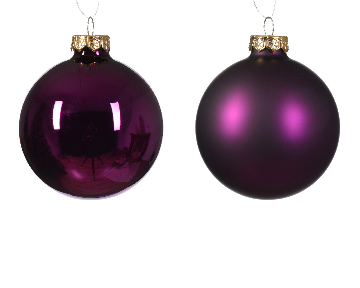 Տոնածառի ապակե խաղալիք, violet, 80մմ/Տուփ 6 հատ/