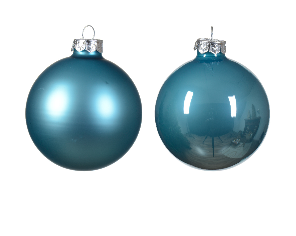 Տոնածառի ապակե խաղալիք, sugar blue, 80մմ/Տուփ 6 հատ/