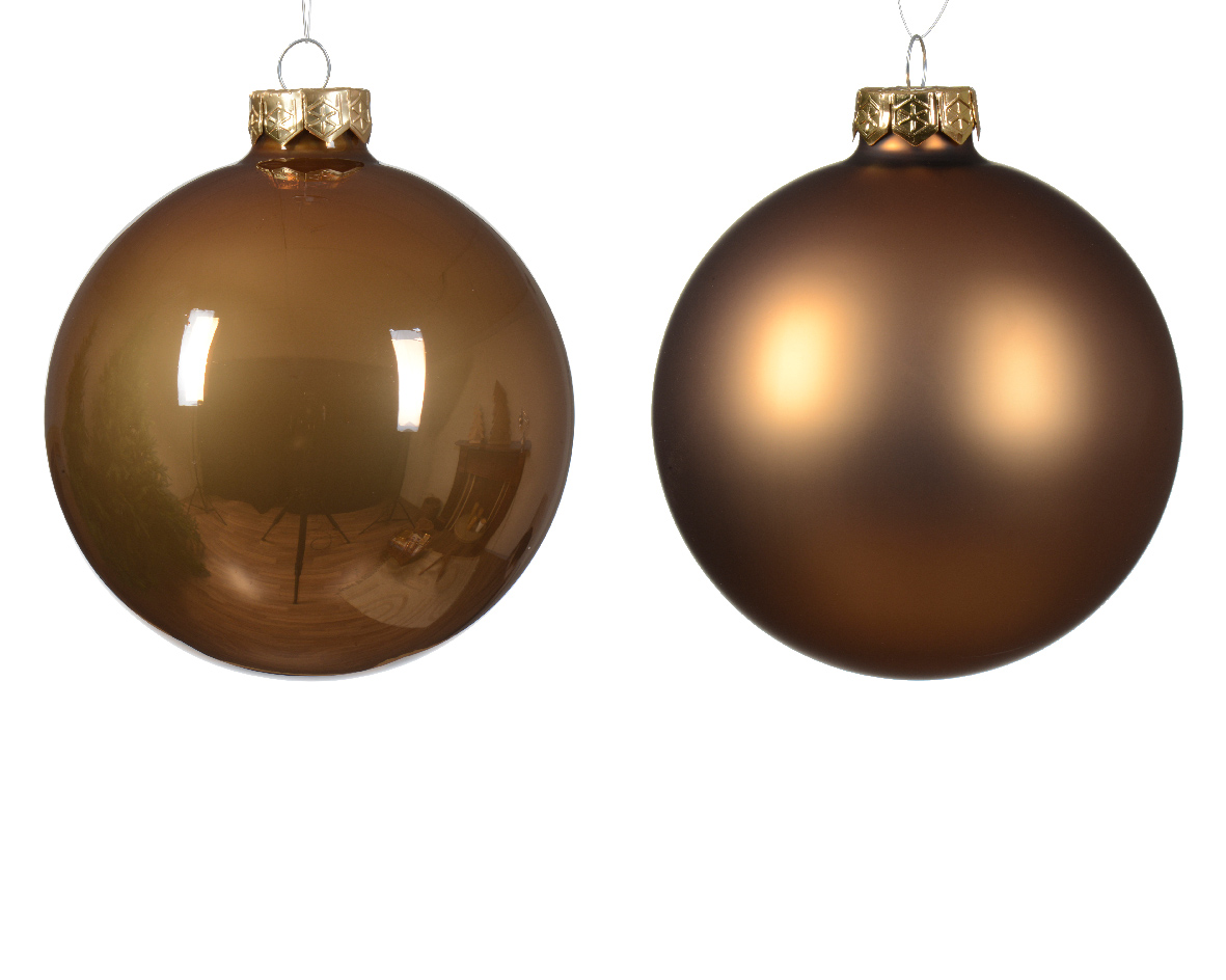 Տոնածառի ապակե խաղալիք, ginger brown, 100մմ/Տուփ 4 հատ/