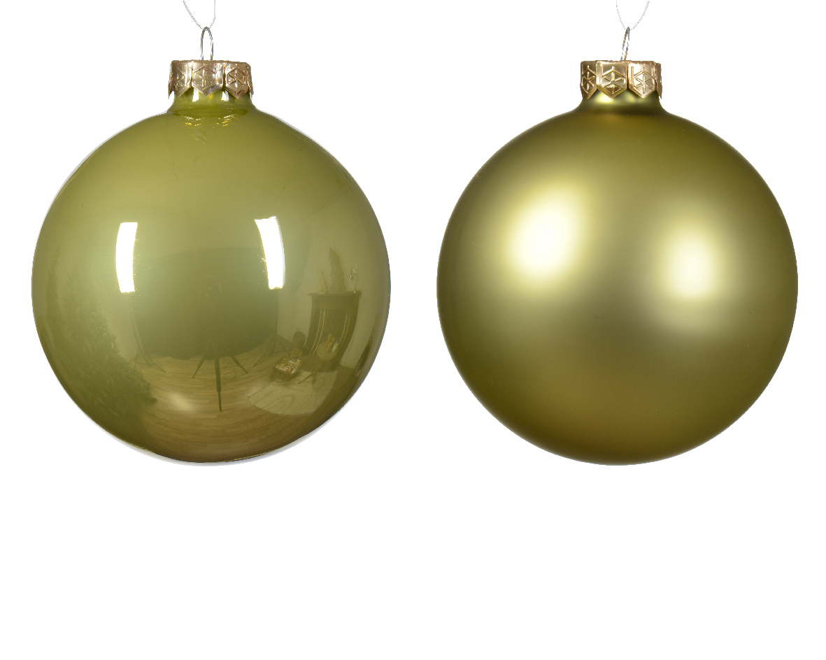 Տոնածառի ապակե խաղալիք, pistachio, 100մմ/Տուփ 4 հատ/