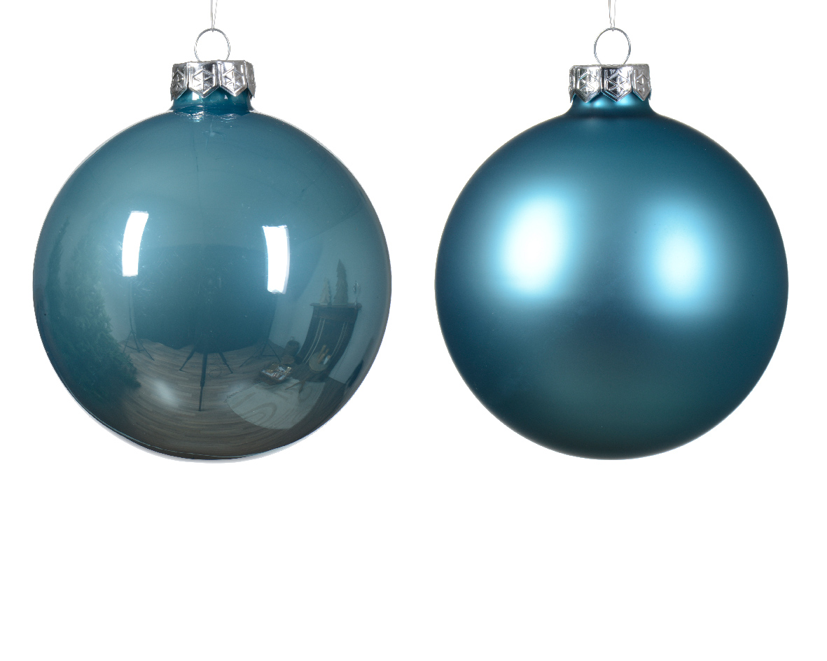 Տոնածառի ապակե խաղալիք, sugar blue, 100մմ/Տուփ 4 հատ/