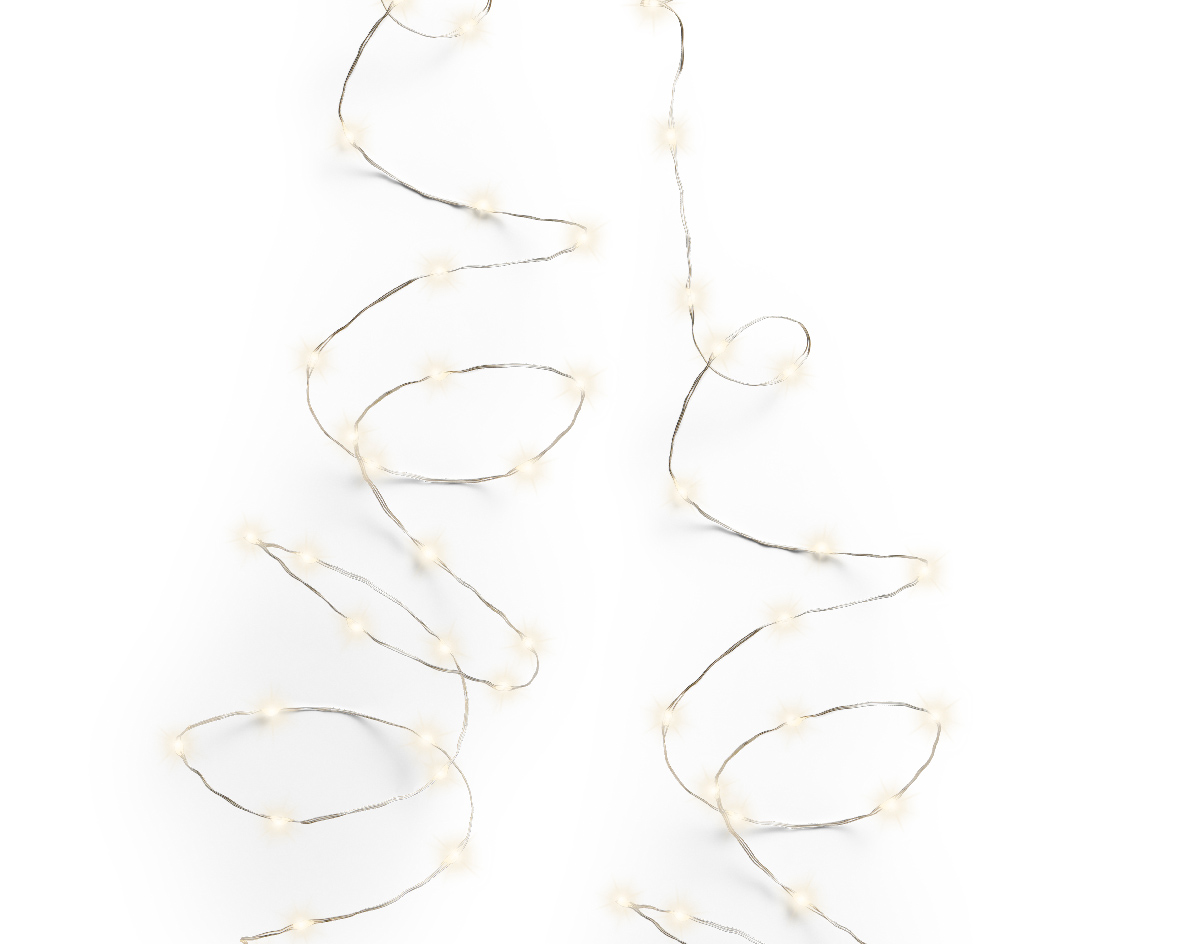 Տոնածառի լույս Micro մարտկոցով, 2,45մ, 50 LED, silver/warm white