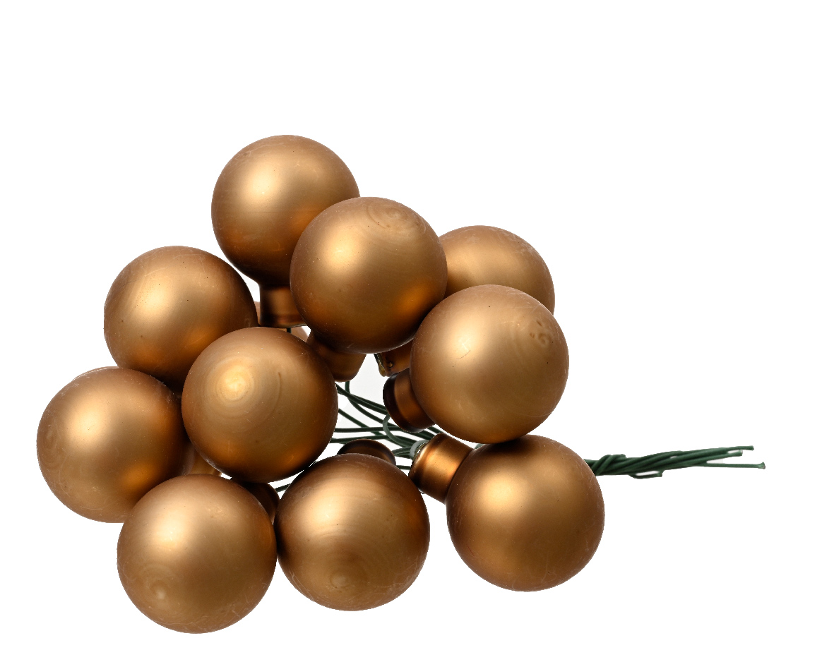 Տոնածառի խաղալիք, փնջով, անփայլ ginger brown, 25մմ /Տուփ 12 հատ/