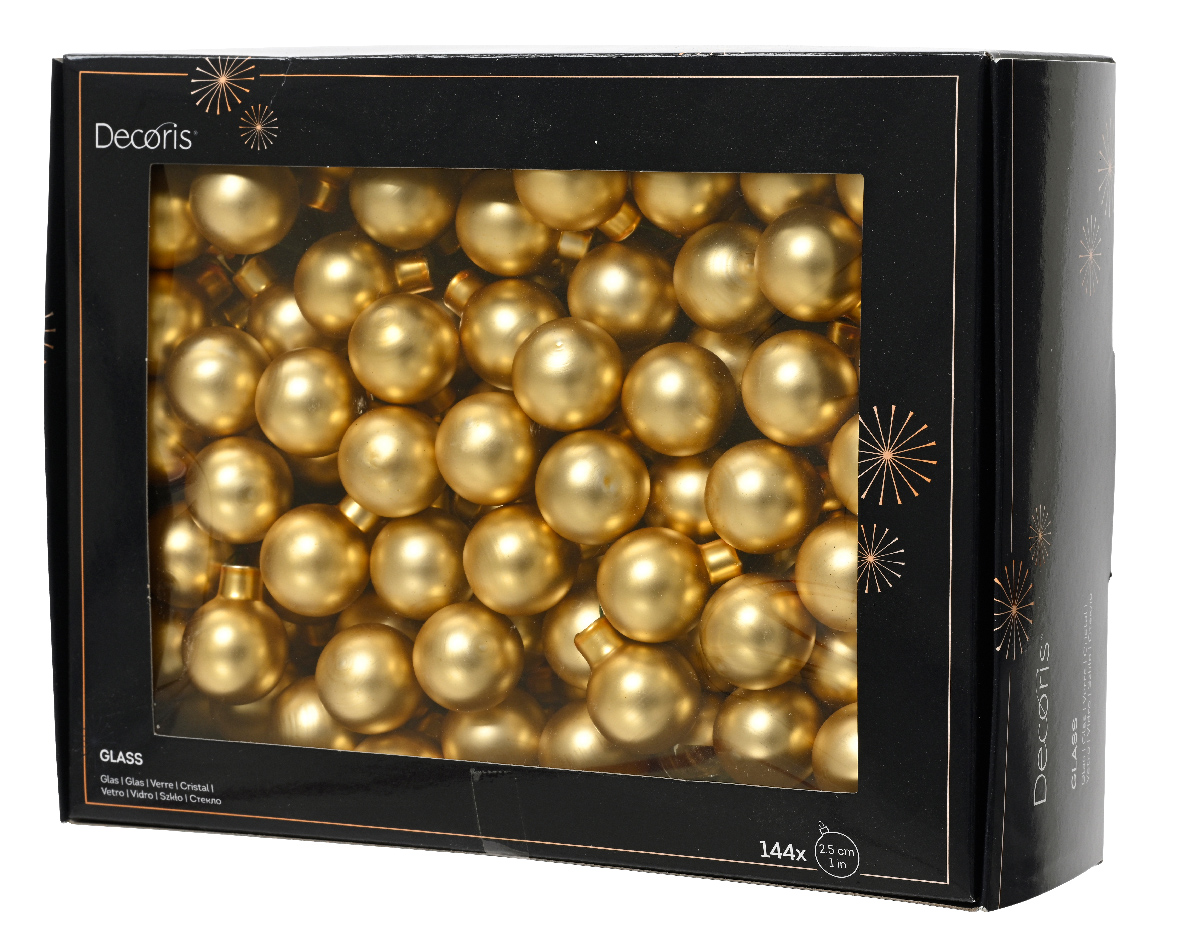 Տոնածառի խաղալիք, փնջով, անփայլ light gold, 25մմ տուփ 12 հատ