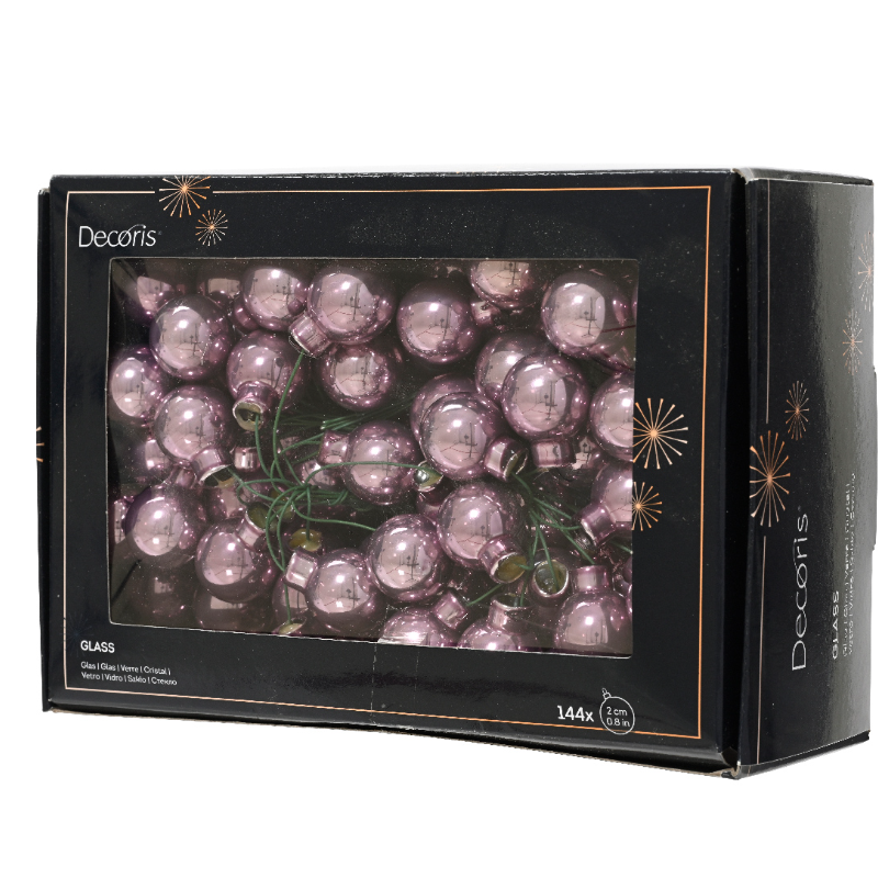 Տոնածառի խաղալիք, փնջով, փայլուն crystal lilac, 20մմ /Տուփ 12 հատ/