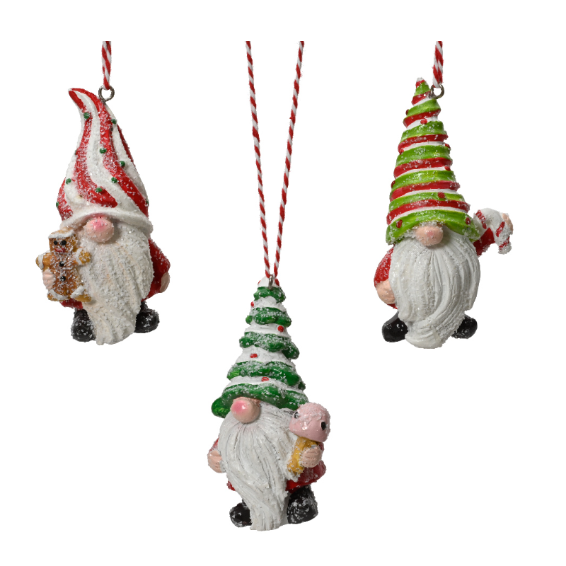 Տոնածառի խաղալիք սկանդինավյան թզուկներ՝ տոնածառ գլխարկով, 8.6սմ