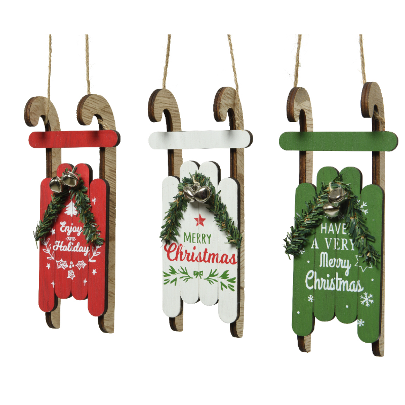 Տոնածառի խաղալիք՝ սահնակ green/red/white, 16սմ