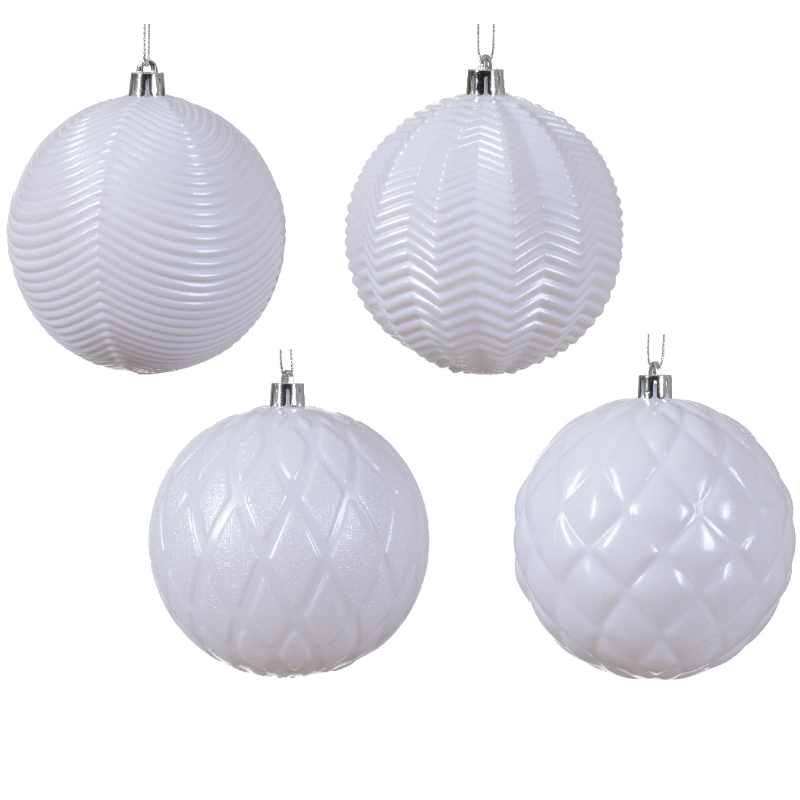 Տոնածառի խաղալիք՝ winter white, նախշերով, 100մմ