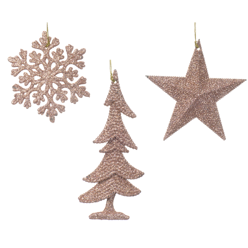 Տոնածառի խաղալիք՝ աստղ, փաթիլ, տոնածառ, sparkling rose