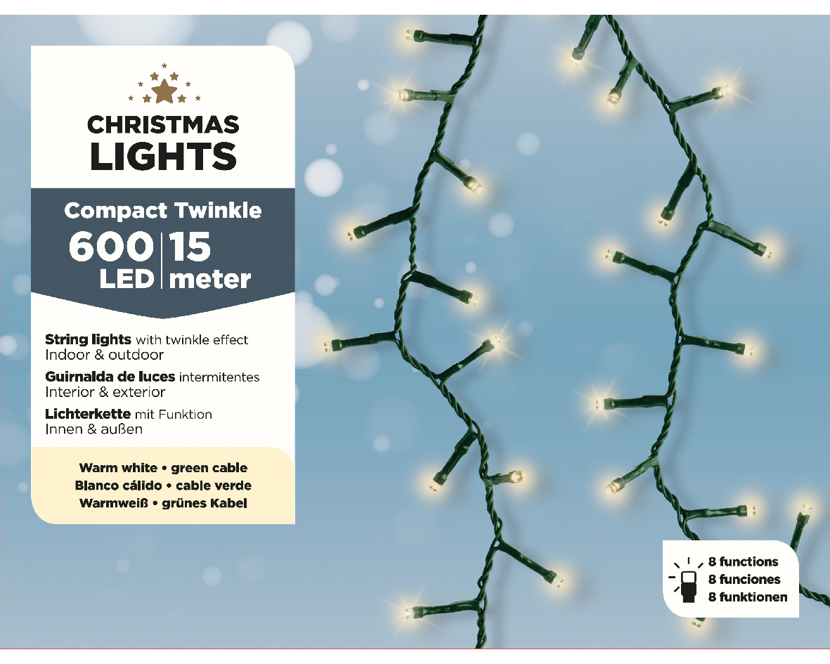 Տոնածառի լույս, 22.5մ, 900 LED, green/classic warm