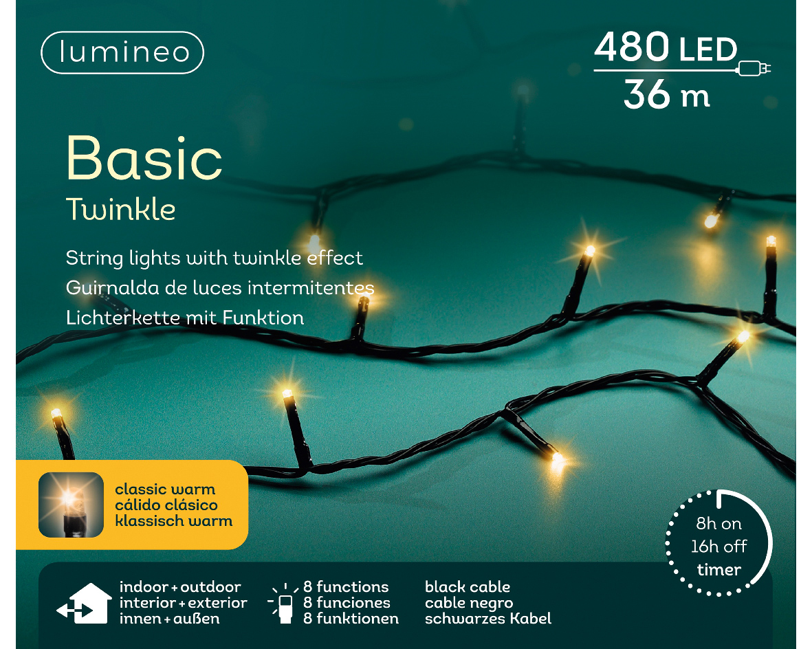 Տոնածառի լույս, 36մ, 480 LED, black/classic warm