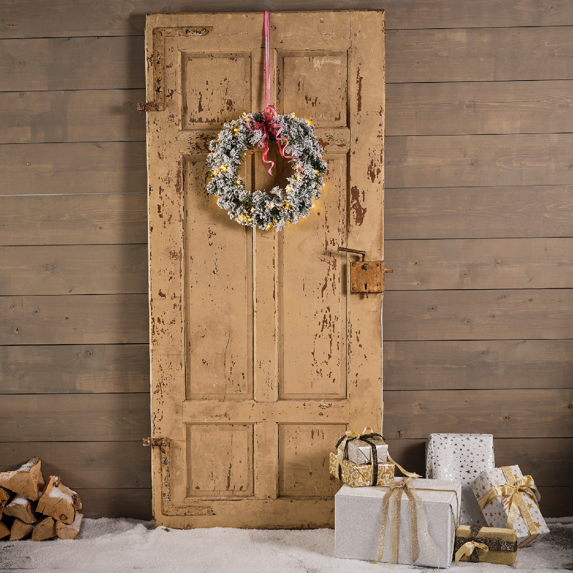 Ամանորյա ձյունպատ օղակ, լեդ լույսով 50 սմ