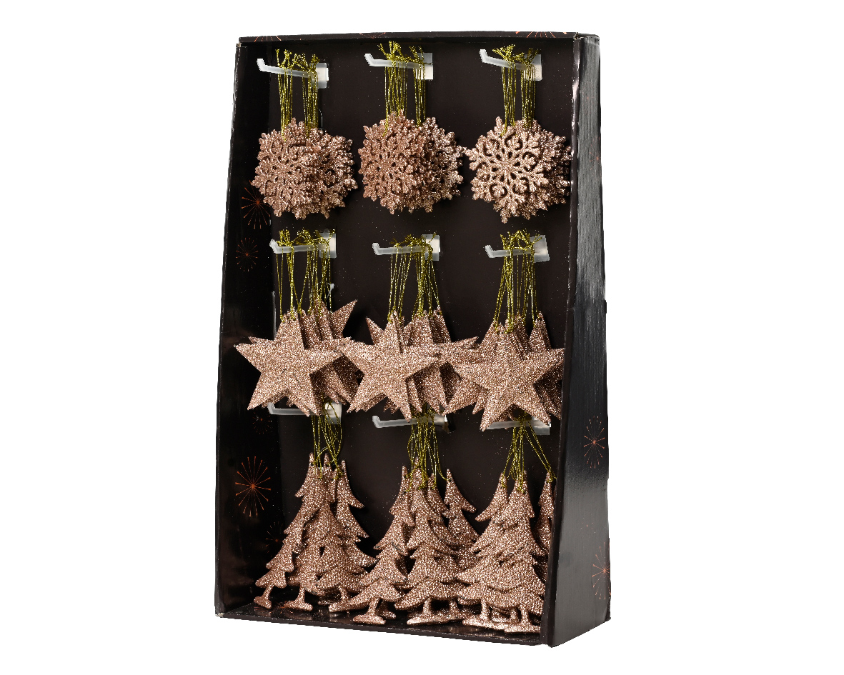 Տոնածառի խաղալիք՝ աստղ, փաթիլ, տոնածառ, sparkling rose