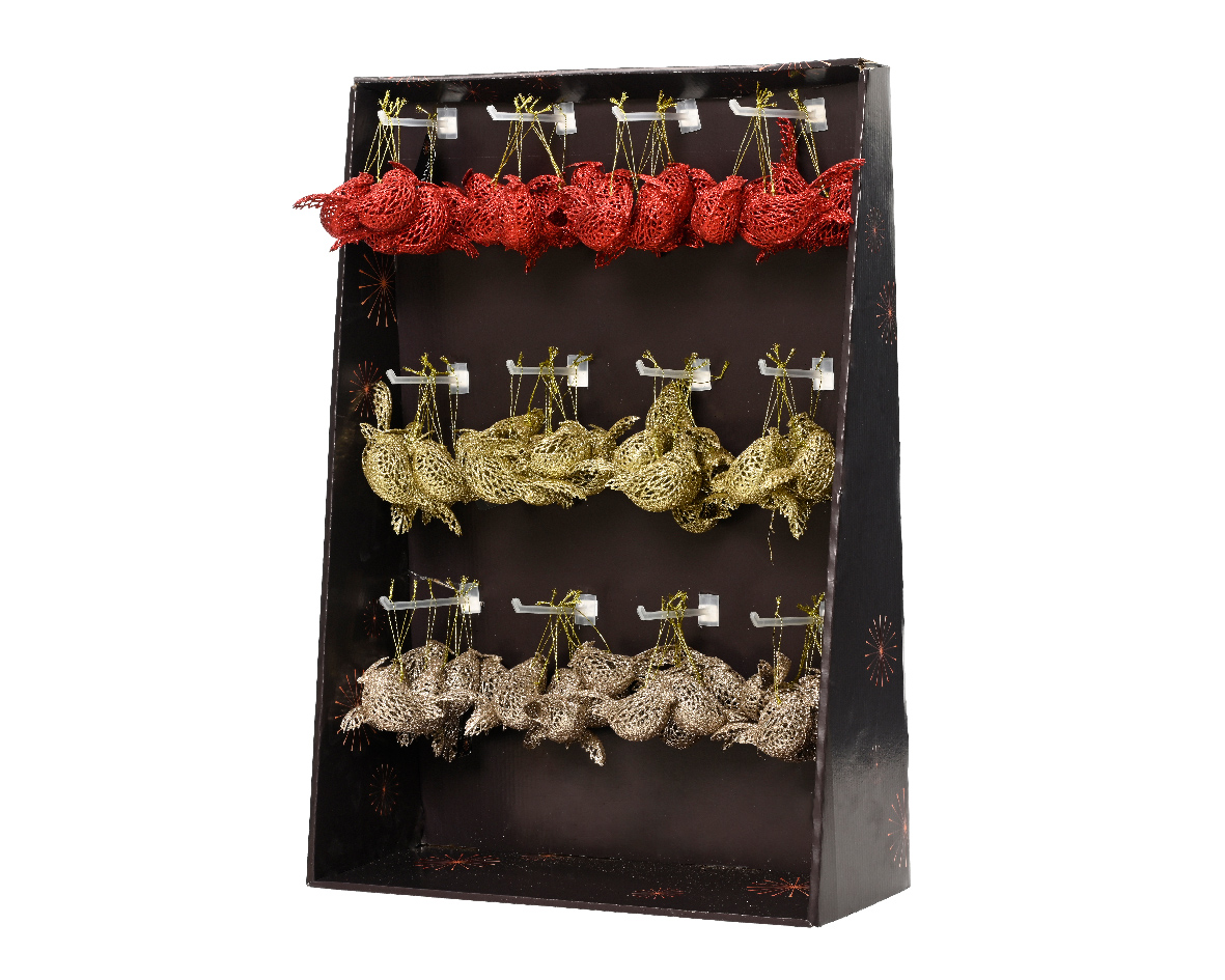 Տոնածառի խաղալիք փայլուն թռչուն, light gold/pearl/christmas red, 11սմ