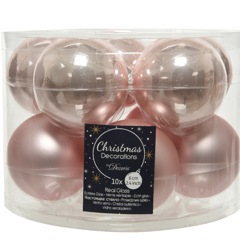 Տոնածառի ապակե խաղալիք, blush pink, mix, 60մմ