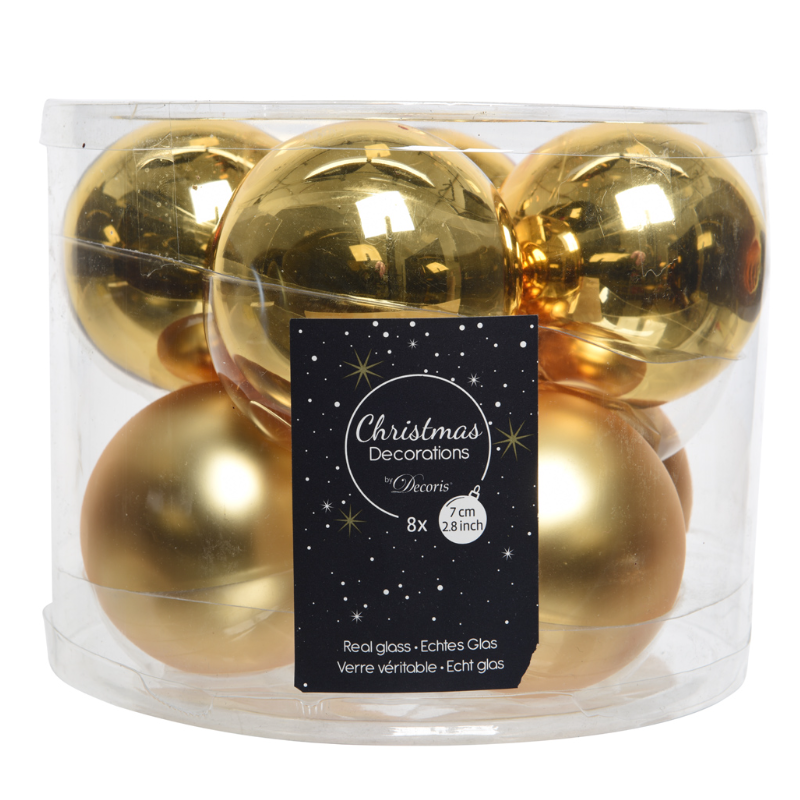 Տոնածառի ապակե խաղալիք, light gold, mix, 70մմ