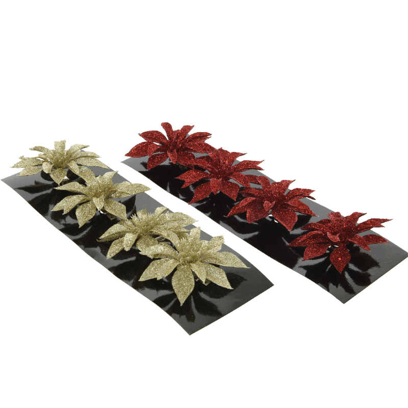 Տոնածառի ոսկեգույն-կարմիր, փայլերով ծաղիկ, 2տես