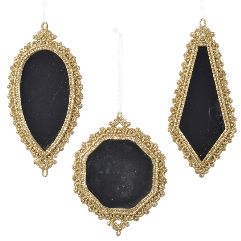 Տոնածառի խաղալիք հայելիներ, ոսկեգույն եզրագծով, 3տես