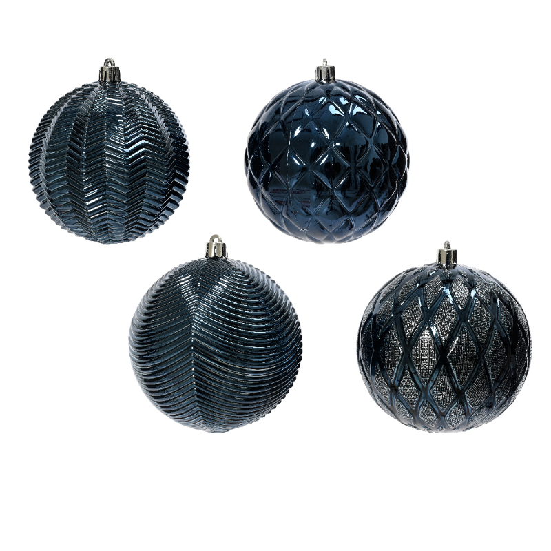 Տոնածառի խաղալիք՝ night blue, նախշերով, 100մմ