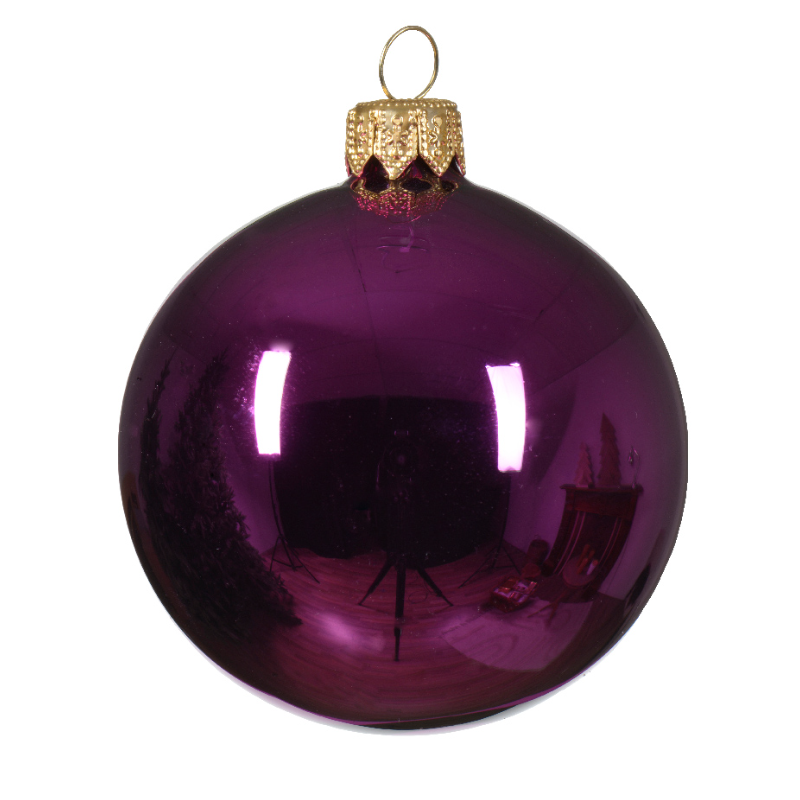 Տոնածառի ապակե խաղալիք փայլուն violet, 100մմ/Տուփ 4 հատ/