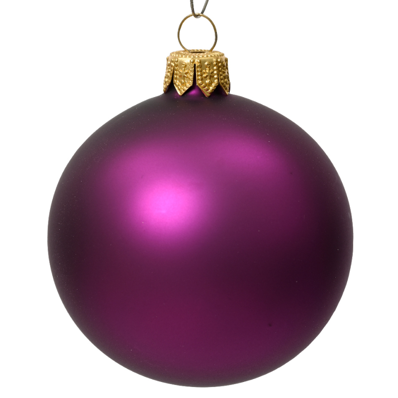 Տոնածառի ապակե խաղալիք անփայլ violet, 70մմ/Տուփ 6 հատ/