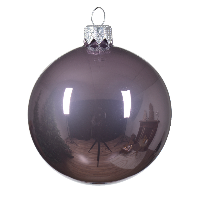 Տոնածառի ապակե խաղալիք փայլուն crystal lilac, 80մմ/Տուփ 6 հատ/