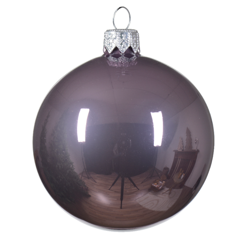 Տոնածառի ապակե խաղալիք փայլուն crystal lilac, 100մմ/Տուփ 4 հատ/