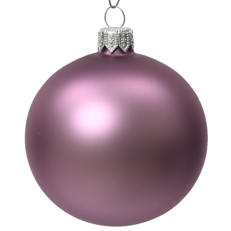 Տոնածառի ապակե խաղալիք անփայլ crystal lilac, 70մմ/Տուփ 6 հատ/