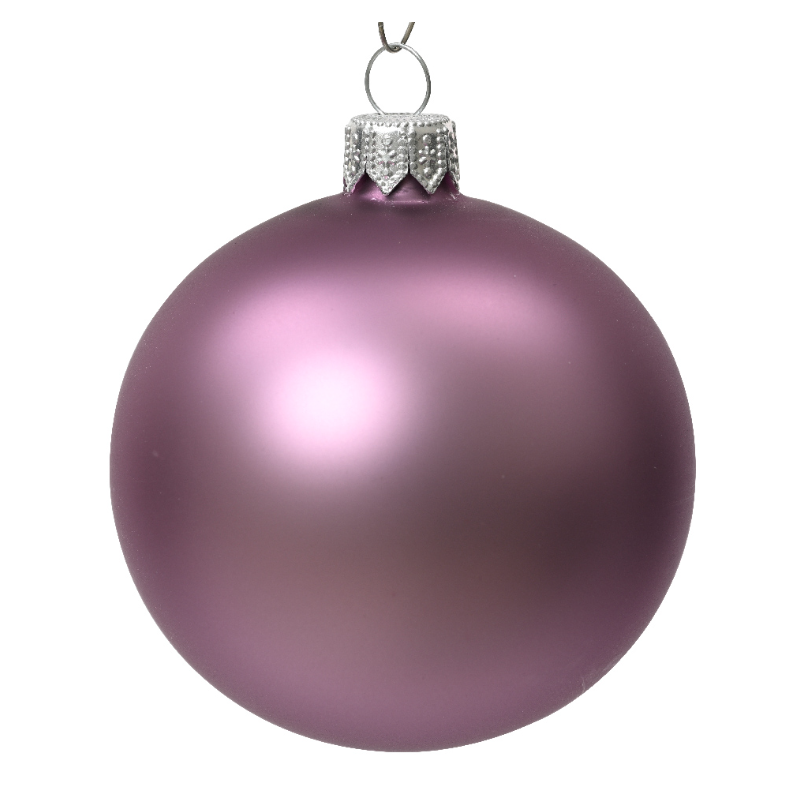 Տոնածառի ապակե խաղալիք անփայլ crystal lilac, 80մմ/Տուփ 6 հատ/