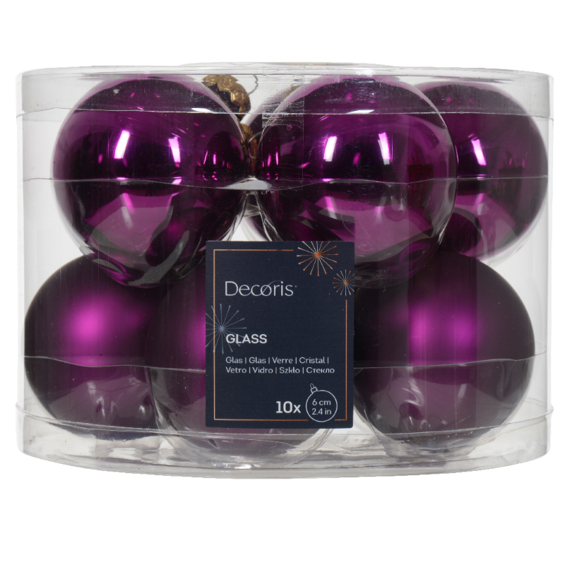 Տոնածառի ապակե խաղալիք, violet, 60մմ/Տուփ 10 հատ/