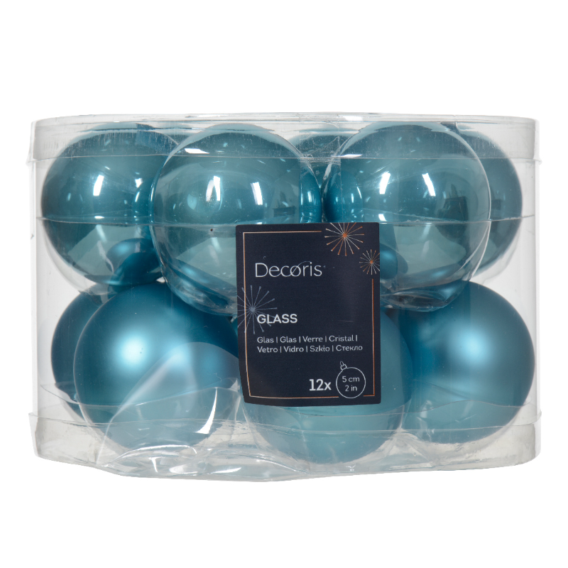 Տոնածառի ապակե խաղալիք, sugar blue, 60մմ/Տուփ 10 հատ/