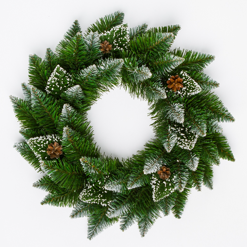 Ամանորյա օղակ, սպիտակ ծայրերով, DIAMOND PINE PVC, 50 սմ