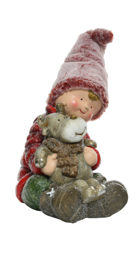 Արձան՝ նստած երեխաներ եղջերուներով, կարմիր 34սմ, 2տես.