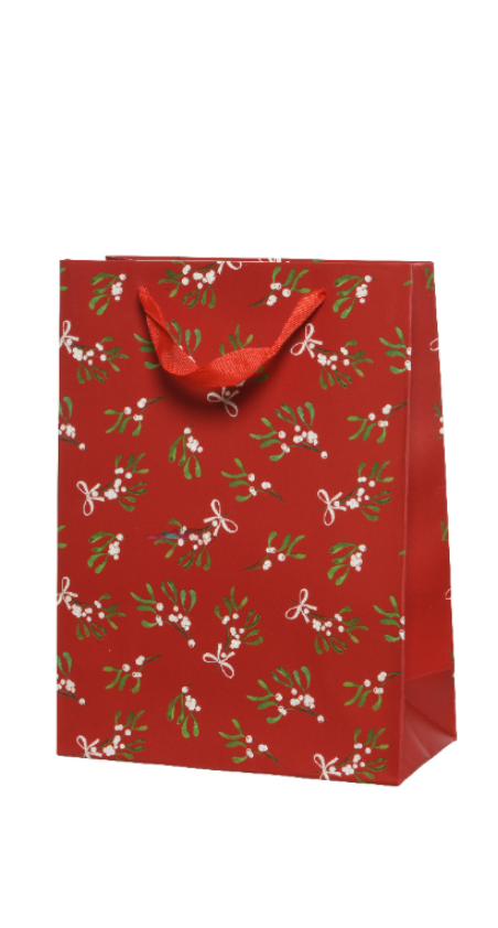 Ամանորյա թղթե տոպրակ կարմիր/սպիտակ, 12x30x42սմ