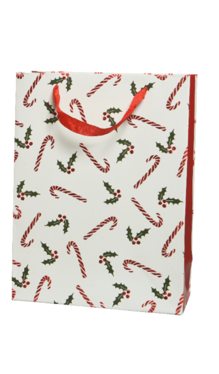 Ամանորյա թղթե տոպրակ կարմիր/սպիտակ, 10x26x32սմ