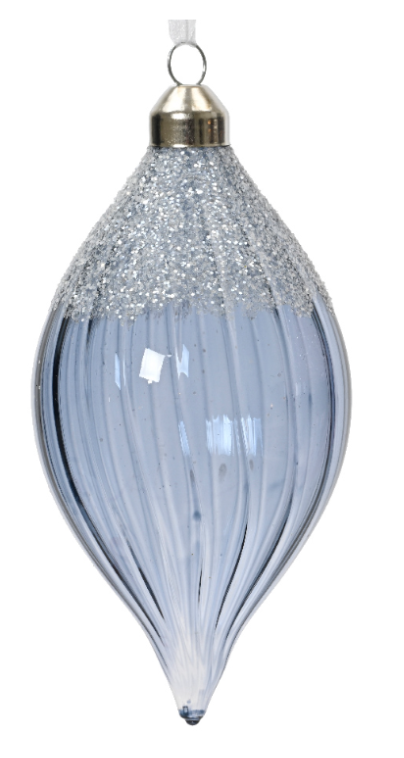 Տոնածառի ապակե խաղալիք, sparkling rose/hazy blue, նշաձև, 11.5սմ