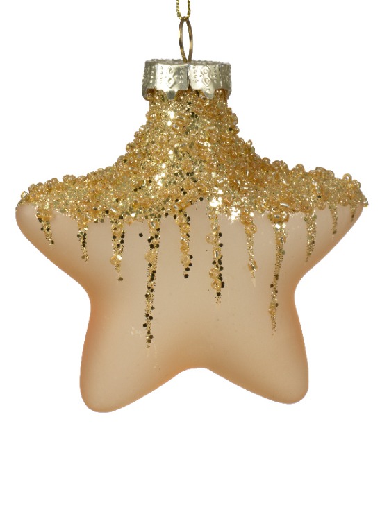 Տոնածառի ապակե խաղալիք, աստղ, light gold, 10սմ/Տուփ 2 հատ/