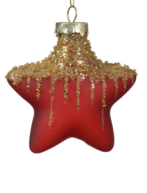 Տոնածառի ապակե խաղալիք, աստղ, christmas red, 10սմ/Տուփ 2 հատ/