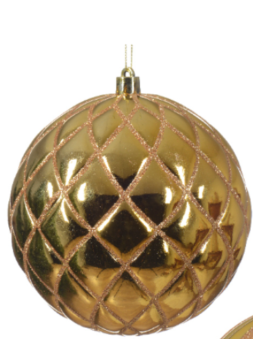 Տոնածառի խաղալիք՝ light gold, նախշերով, 120մմ