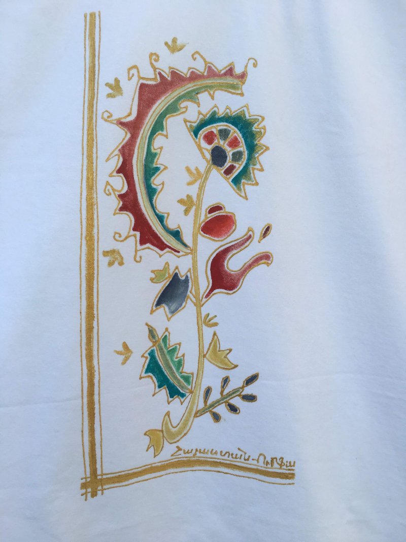 T-shirt Armenian Ornaments, handmade, batik,  Շապիկ հայկական, Ուրմիայի ասեղնագործության մոտիվներ,handmade, batik, t-shirt,