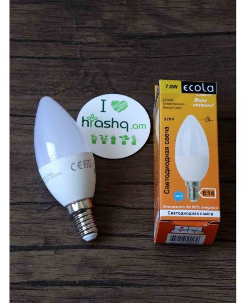 Լամպ Ecola Light Candle LED 7,0W 220V E14 2700K մոմ 100x37